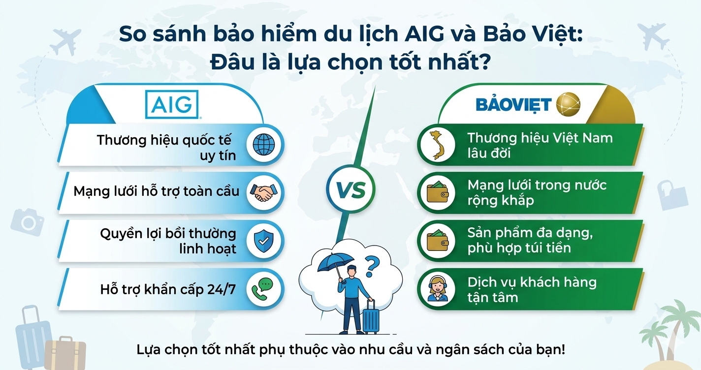 So sánh bảo hiểm du lịch AIG và Bảo Việt: Đâu là lựa chọn tốt nhất?